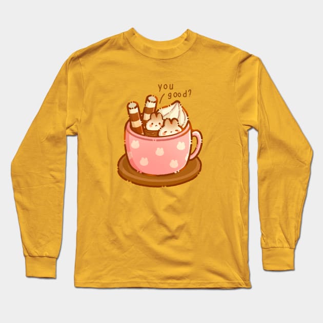 Hot Chocolate with Bunny Marshmallow Long Sleeve T-Shirt by Pikusapi